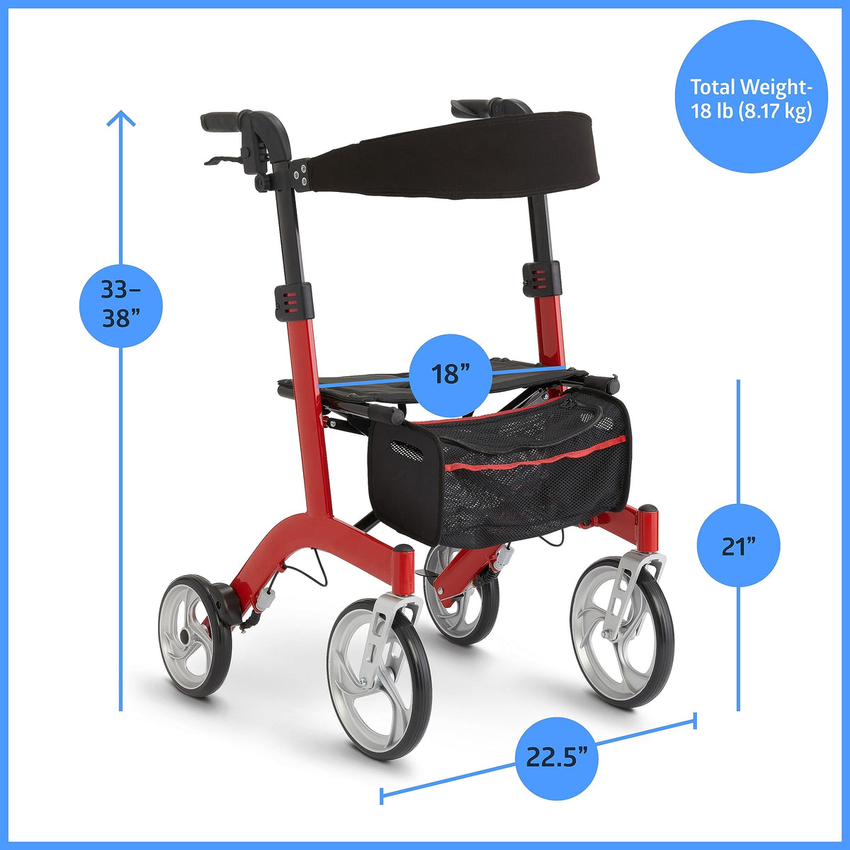 Lightweight Rollator with Backrest I429805
