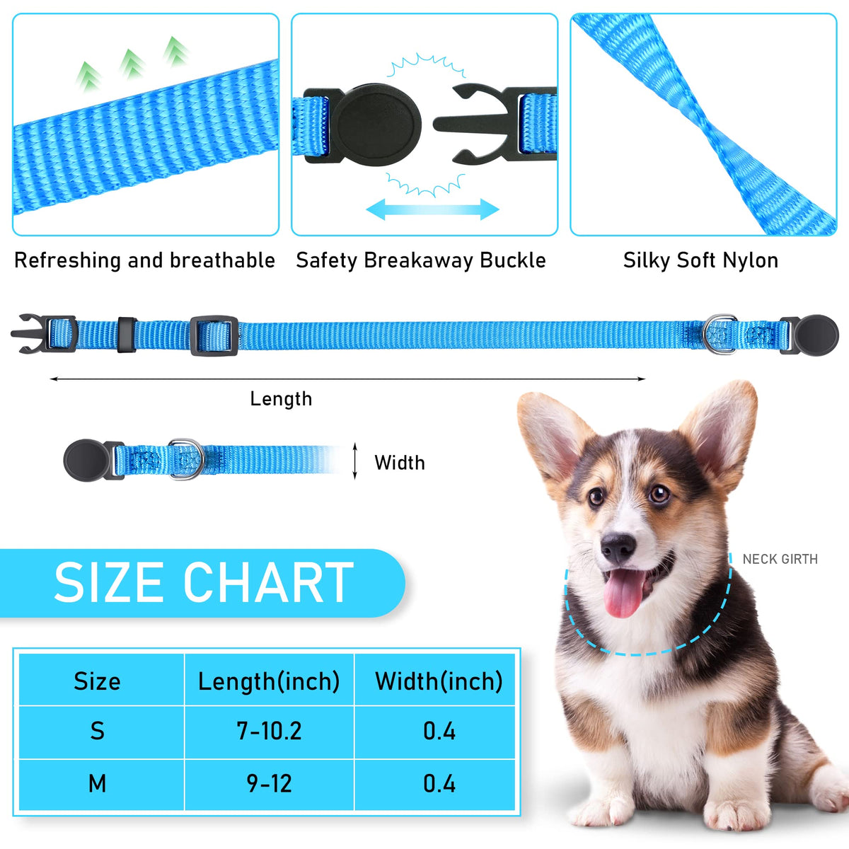 Super Soft Nylon Adjustable Breakaway Puppy ID Collars Set of 12 Q19018