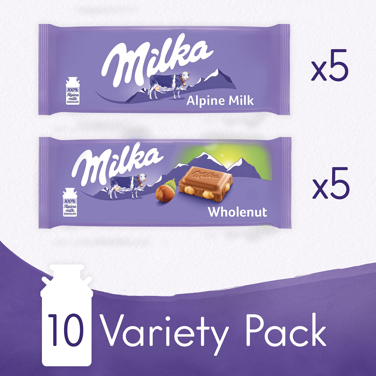 Chocolate Bars Variety Pack, Alpine Milk & Hazelnut, 10 - 3.52 oz Bars C49490