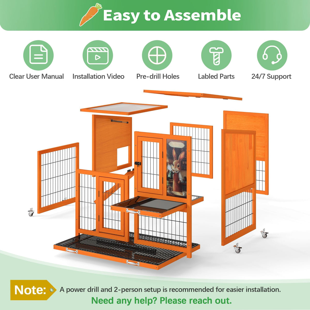 Rabbit Hutch with Wire Floor & Removable Tray P211499