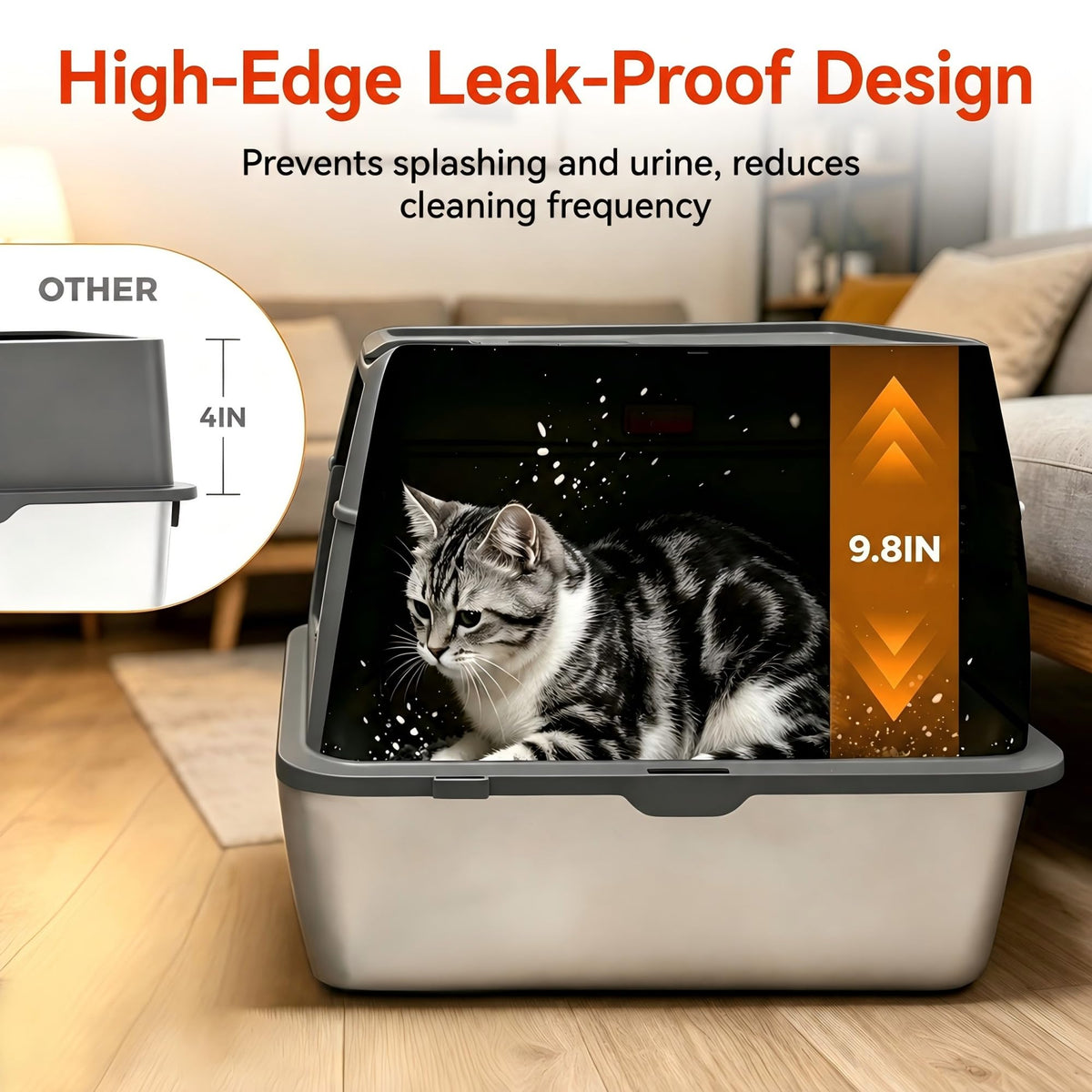 2 Pack XXXL Stainless Steel Litter Box with Lid L948801