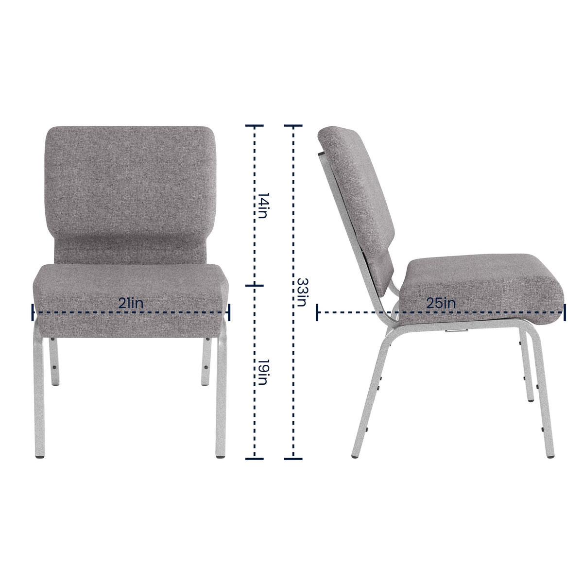 Gray 21" W Stacking Church Chair 4-Pack S802