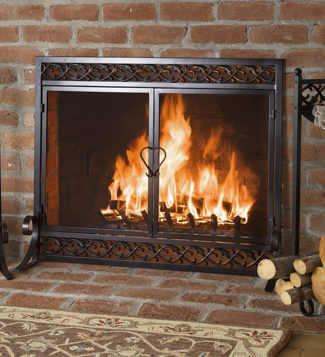 Black Metal Fireplace Screen Y72909