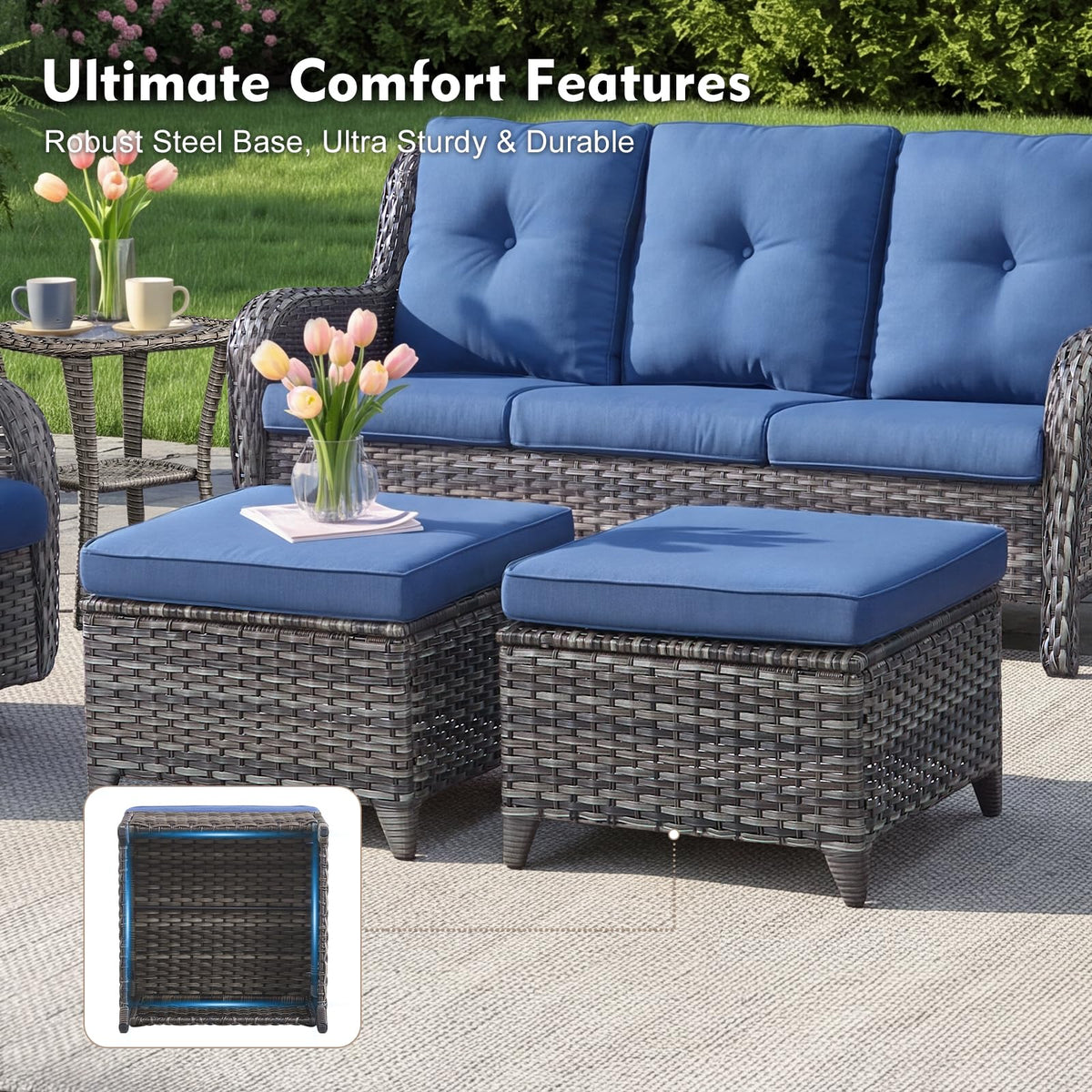Grey Wicker 6 Piece Patio Furniture Set Q562