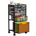 Rolling File Cart with 4 Storage Drawers, Black Metal G732202