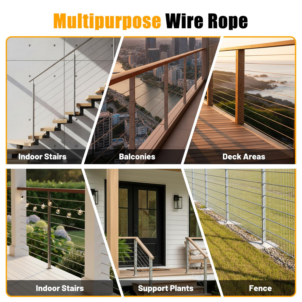 1/8" Stainless Steel Cable 1000FT T316 Wire Rope F7138