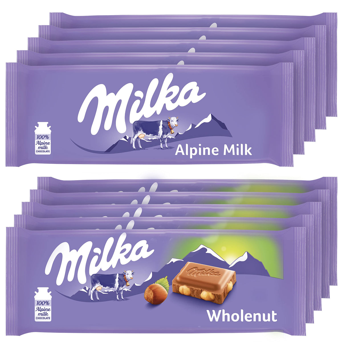 Chocolate Bars Variety Pack, Alpine Milk & Hazelnut, 10 - 3.52 oz Bars C49490