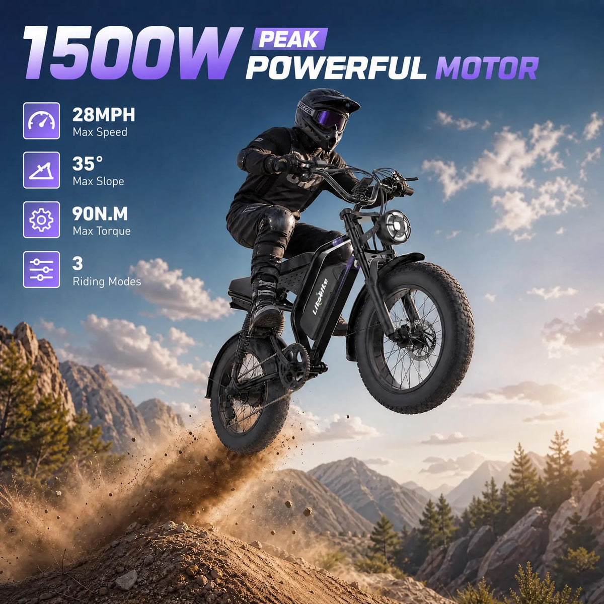 1500W 80 Miles 48V 20AH Electric Bike N218692
