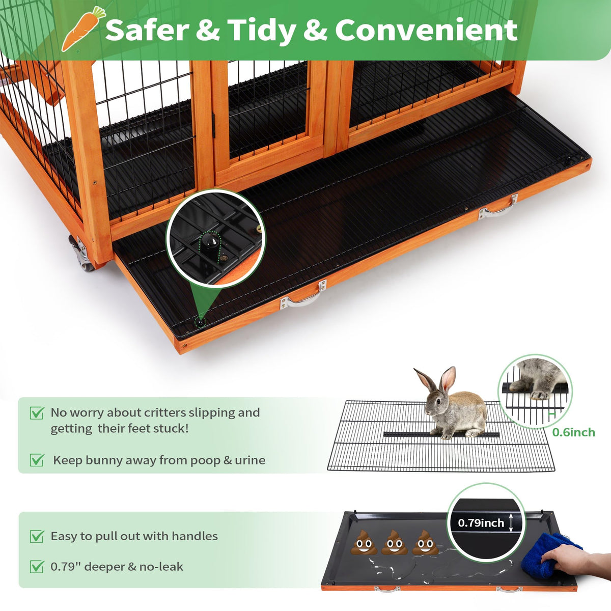 Rabbit Hutch with Wire Floor & Removable Tray P211499
