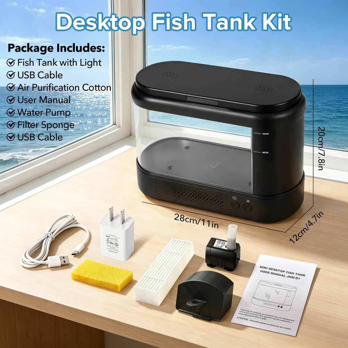 Black 1 Gallon Acrylic Aquarium Kit K45628