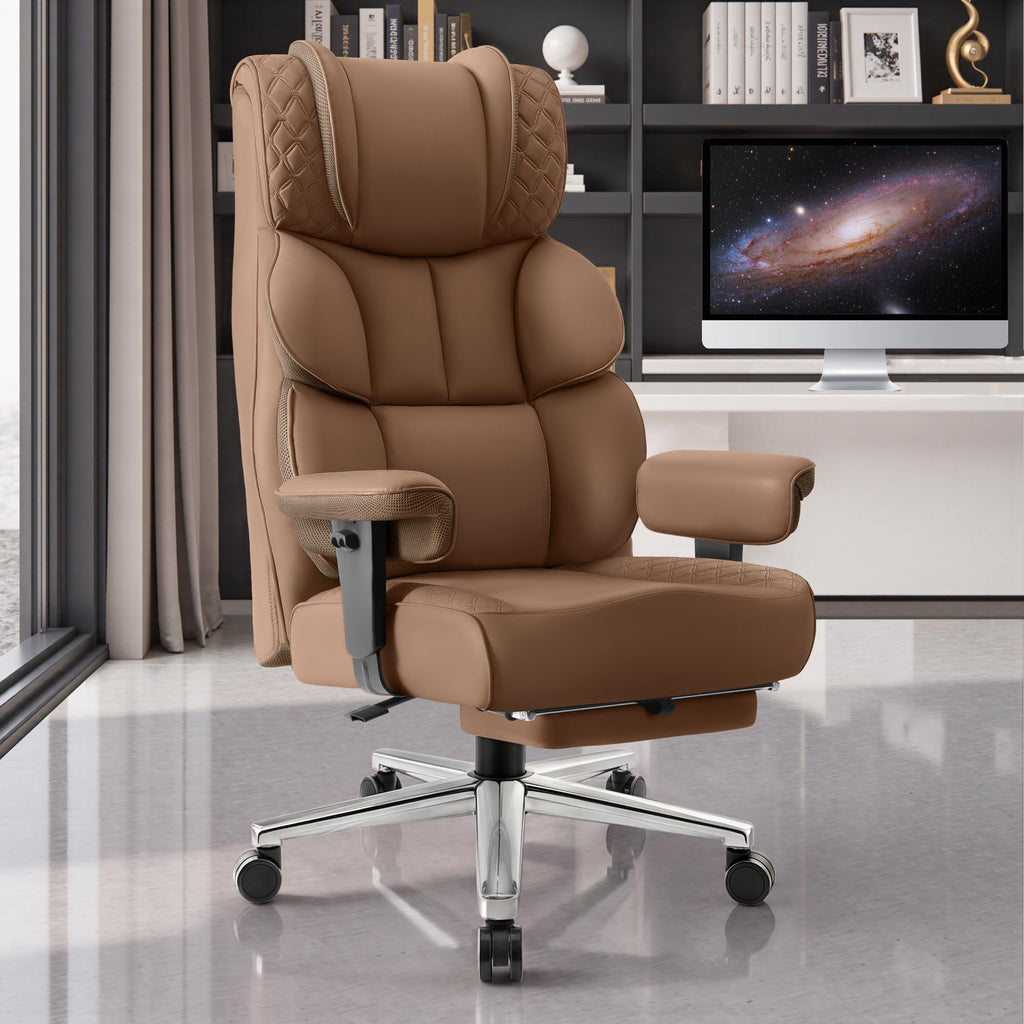 Big and Tall Leather Gaming Chair with Footrest J544