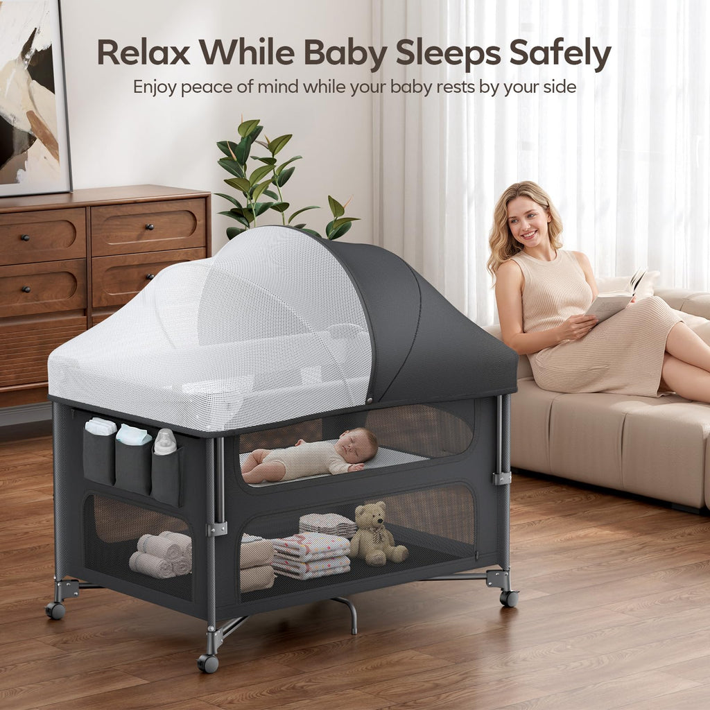5-in-1 Baby Bassinet Bedside Crib with Changing Table S317815