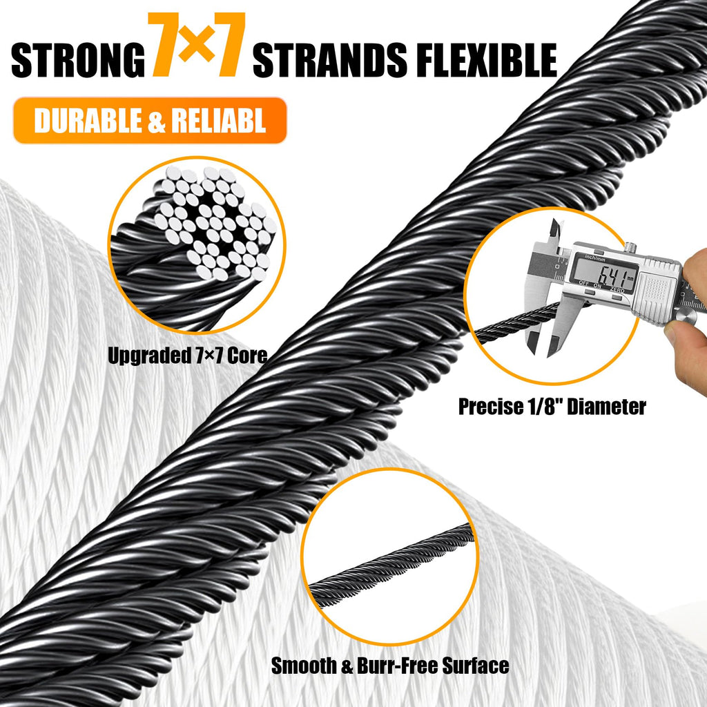 1/8" Stainless Steel Cable 1000FT T316 Wire Rope F7138