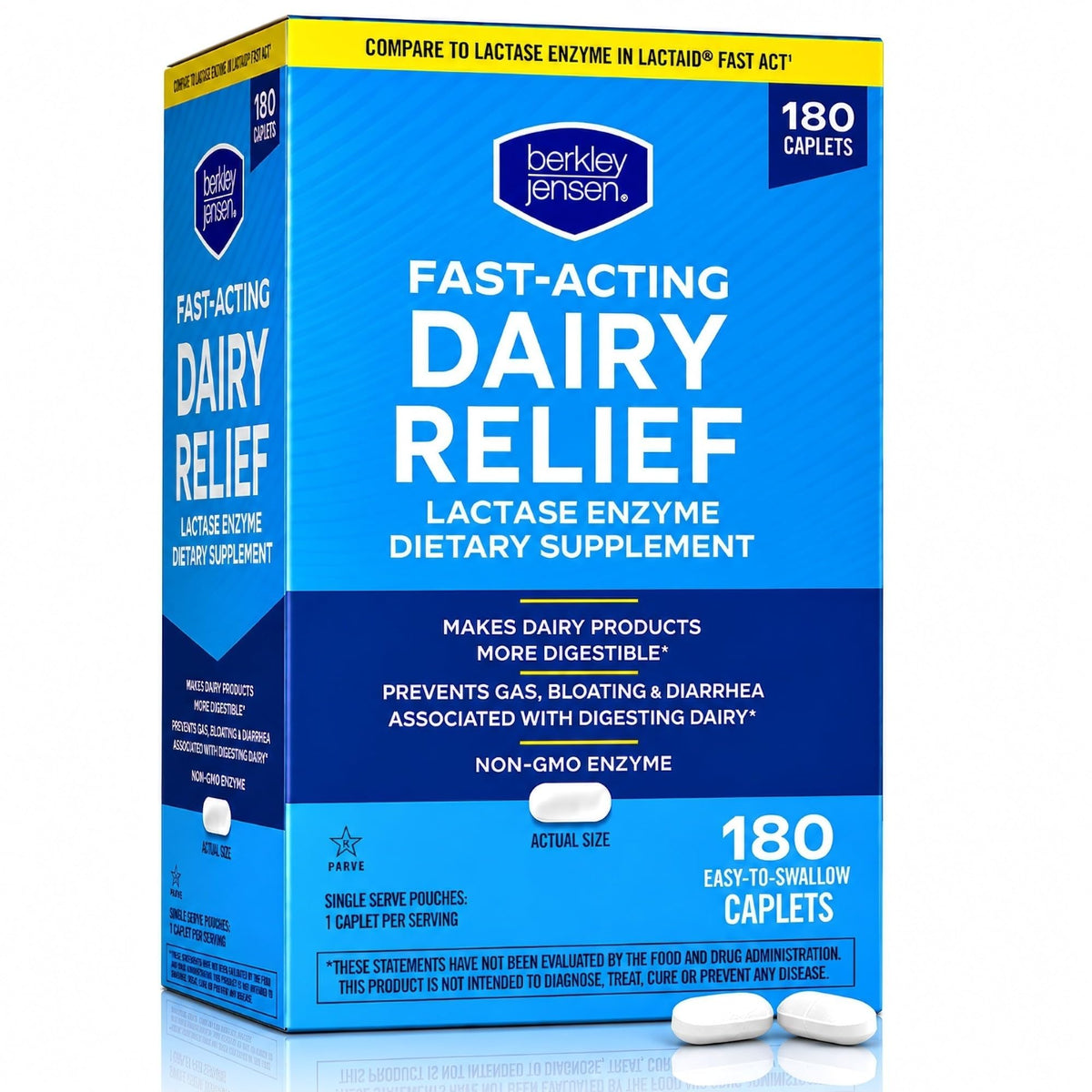 Maximum Strength Fast Acting Lactase Enzyme 9000 FCC Digestive Supplement, 180 Tablets S17091