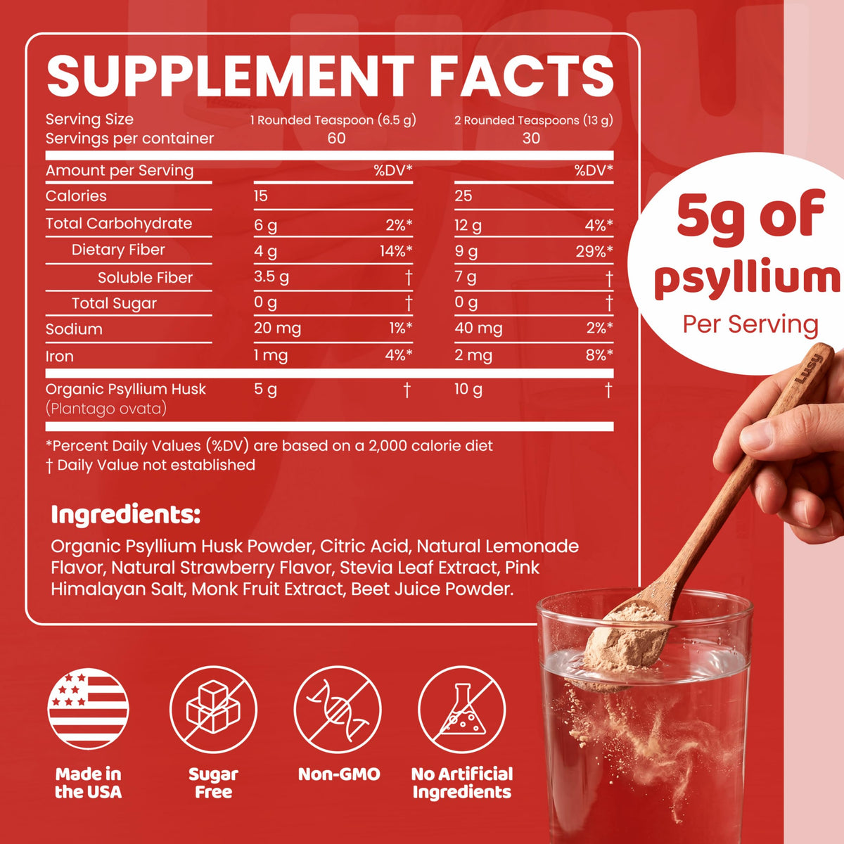 Psyllium Husk Fiber Supplement Strawberry Lemonade 13.8 oz L626037