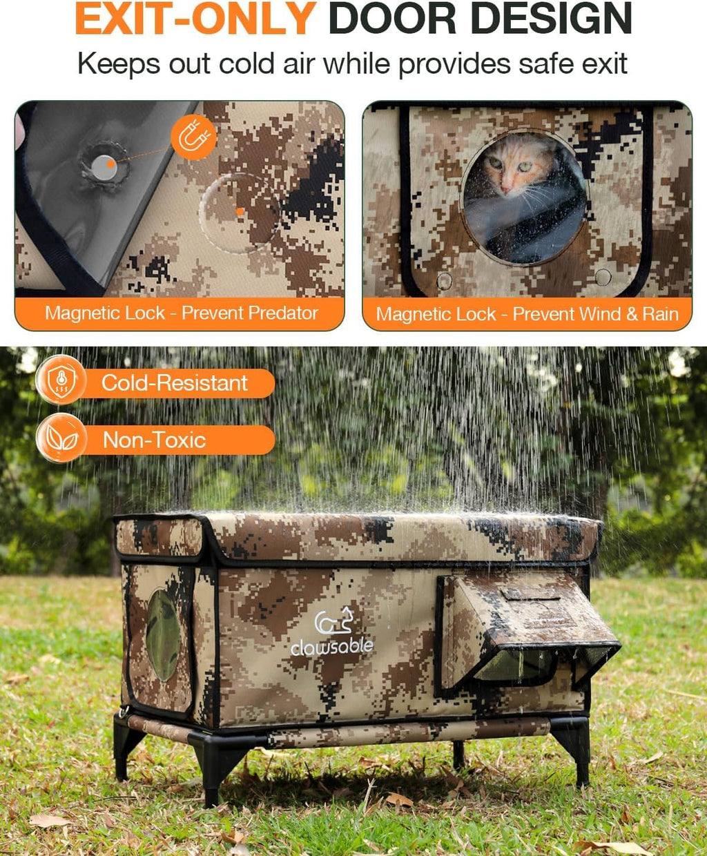 Heated Insulated Outdoor Cat Shelter with Escape Door F4189