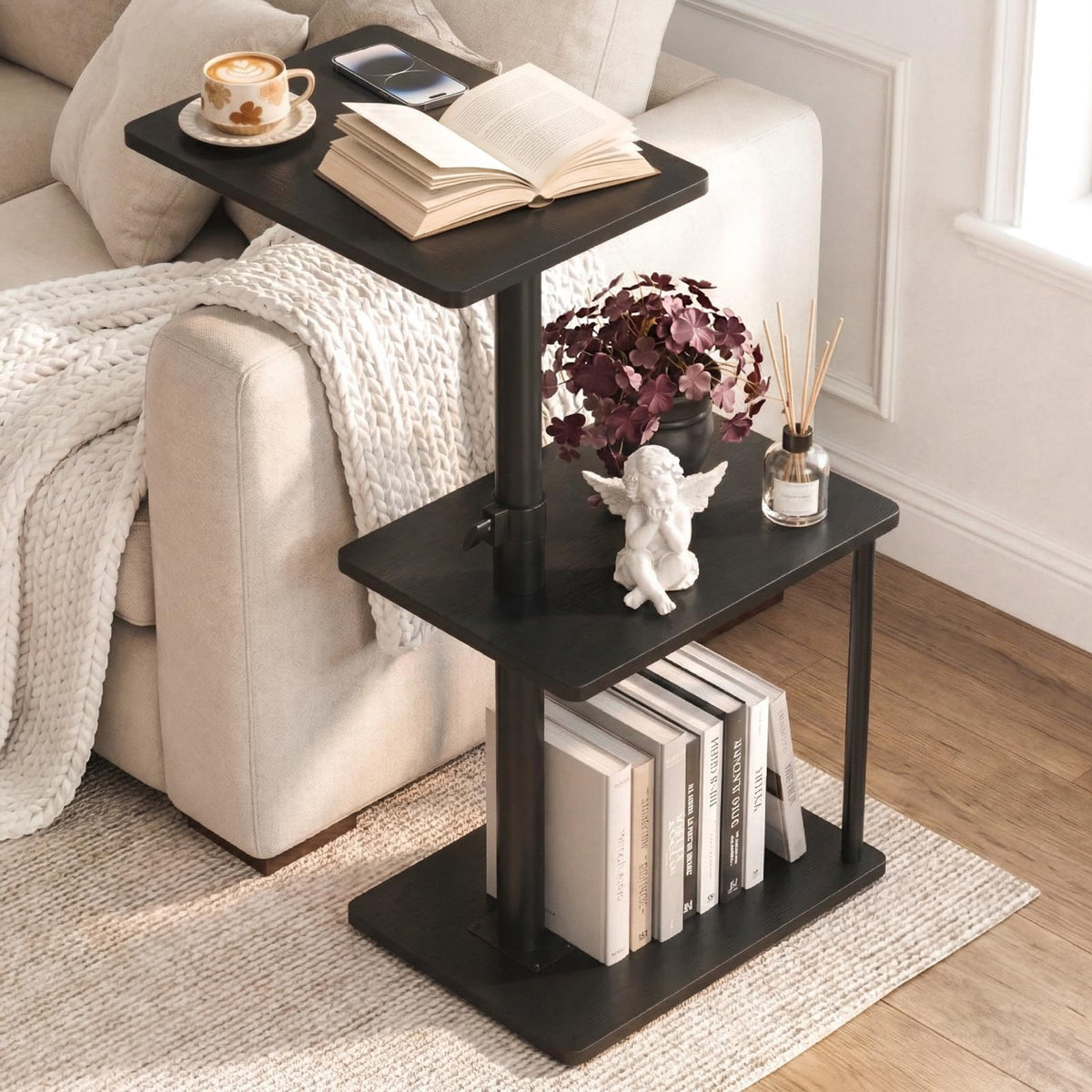 Swivel Side Table with Storage Shelf S895351