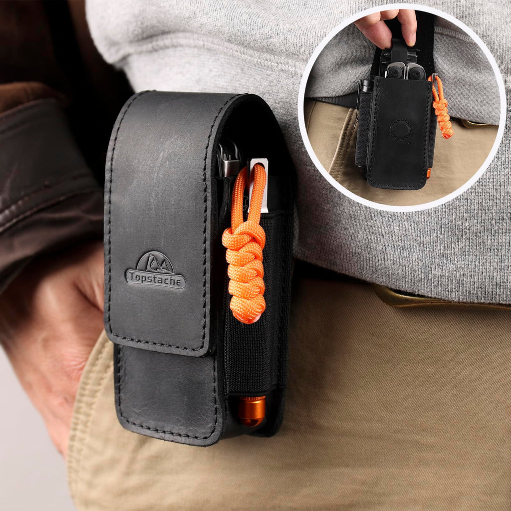 Leather Multitool Sheath with Belt Clip and Magnetic Closure H40011