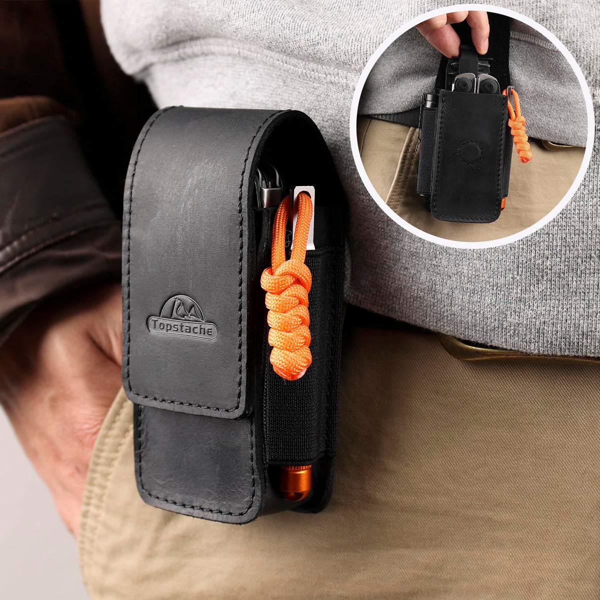 Leather Multitool Sheath with Belt Clip and Magnetic Closure H40011