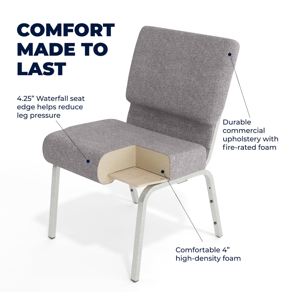 Gray 21" W Stacking Church Chair 4-Pack S802