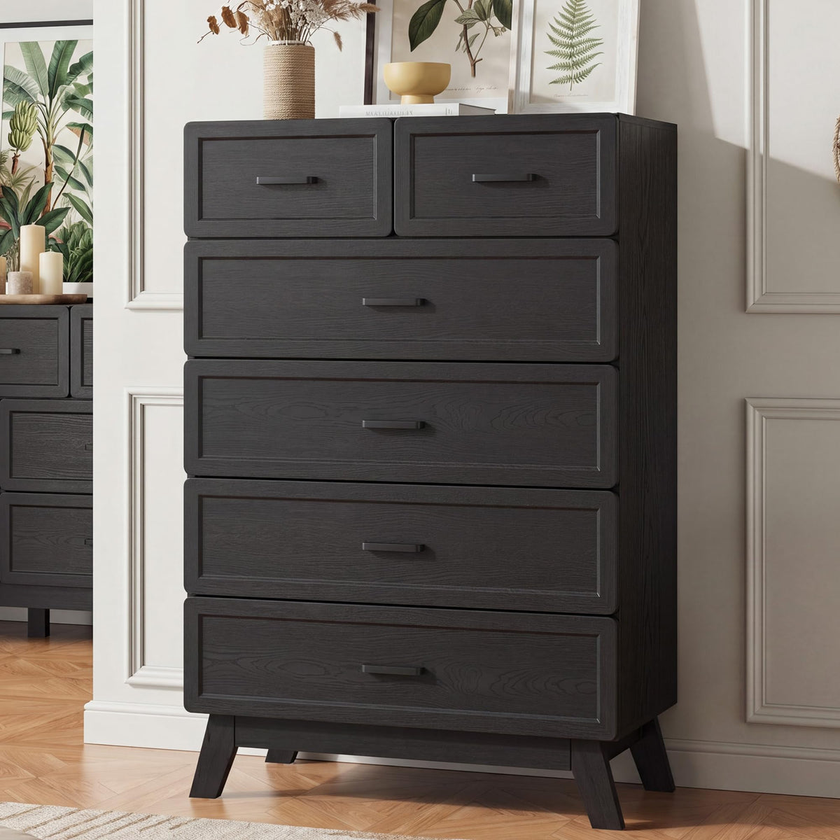 Black 6 Drawer Dresser Q41256