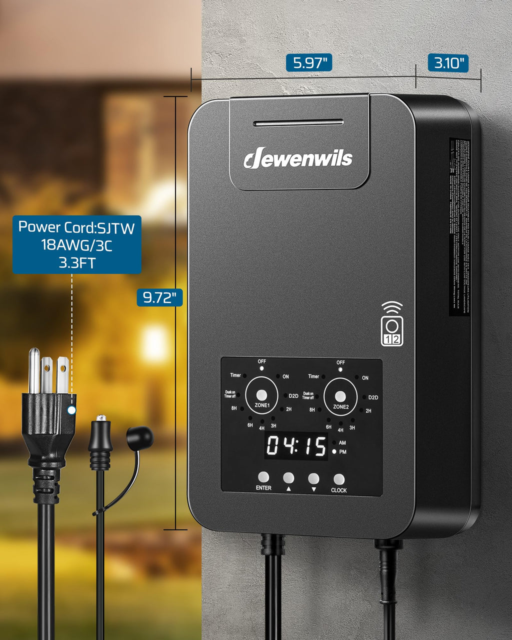300W Low Voltage Transformer with Remote Photocell Sensor & Timer X7411