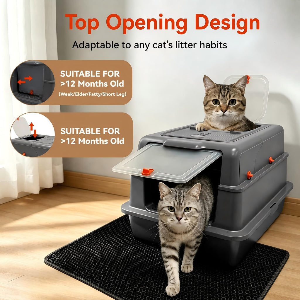 2 Pack XXXL Stainless Steel Litter Box with Lid L948801