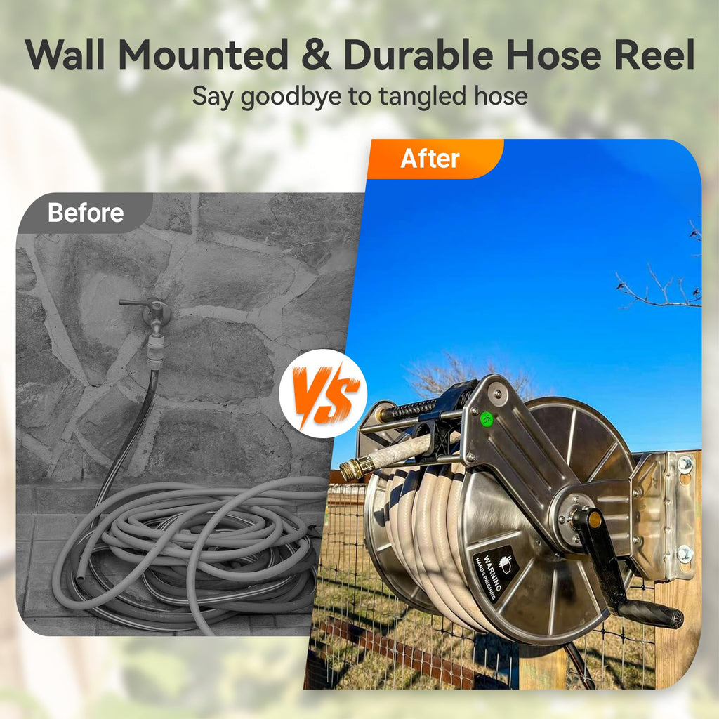 Wall Mounted Stainless Steel Garden Hose Reel B88916