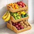 3-Tier Bamboo Fruit Basket with 2 Banana Holders X1176