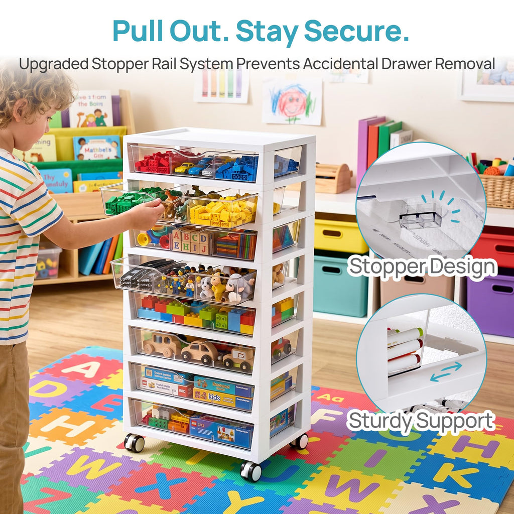 8 Tier Rolling Cart with Drawers Q68521
