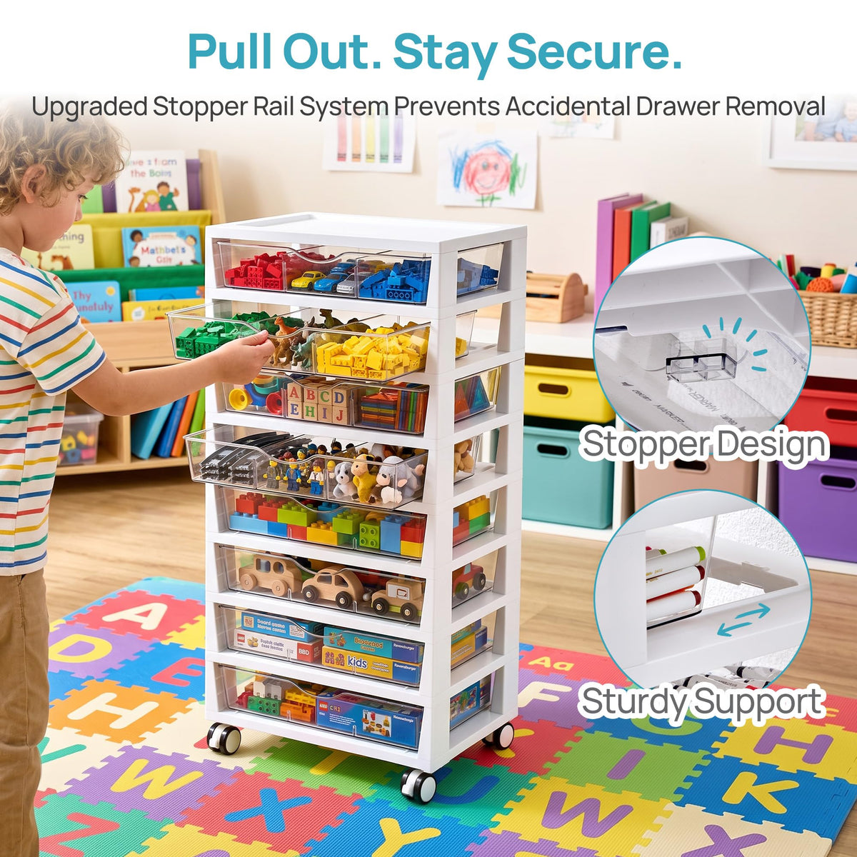8 Tier Rolling Cart with Drawers Q68521