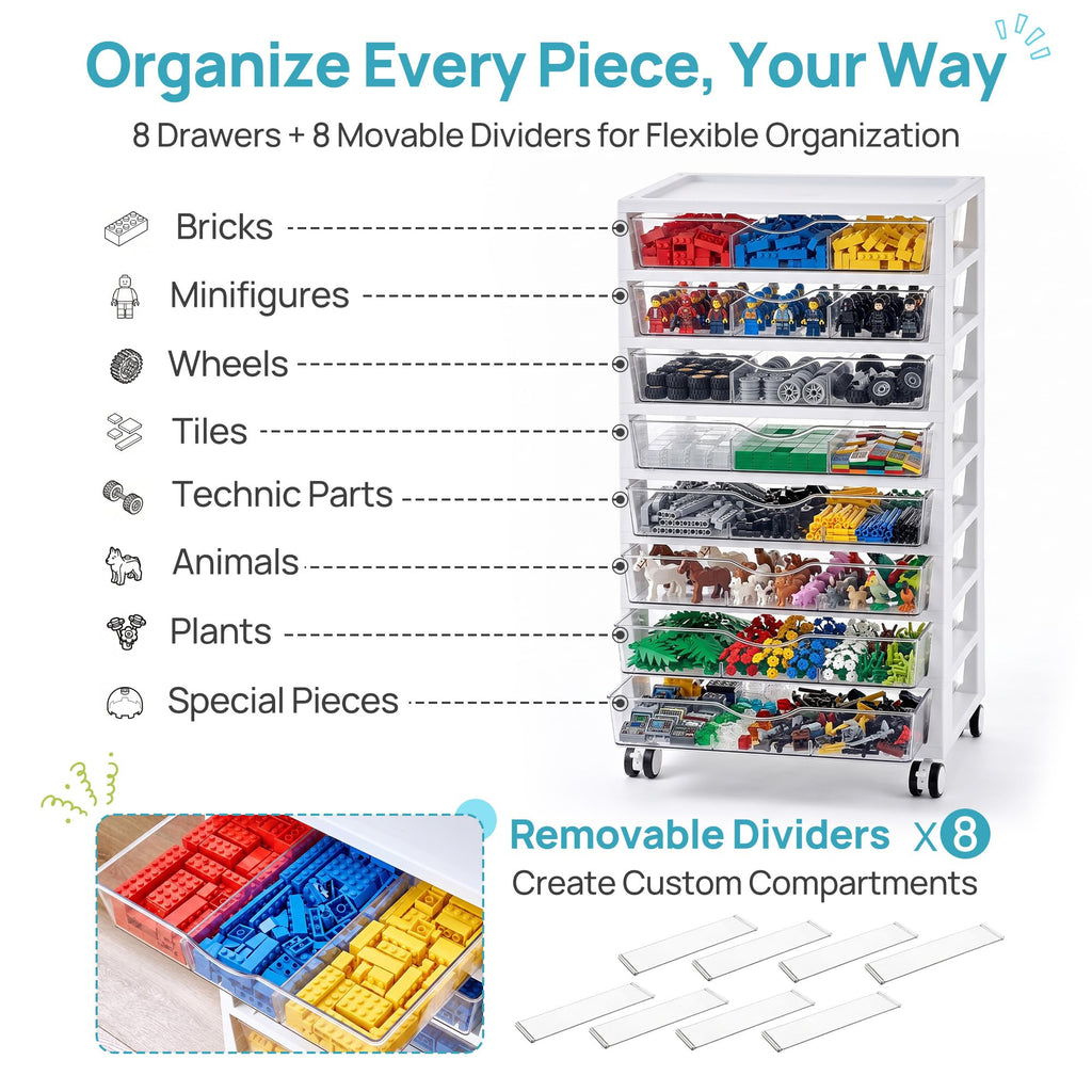 8 Tier Rolling Cart with Drawers Q68521