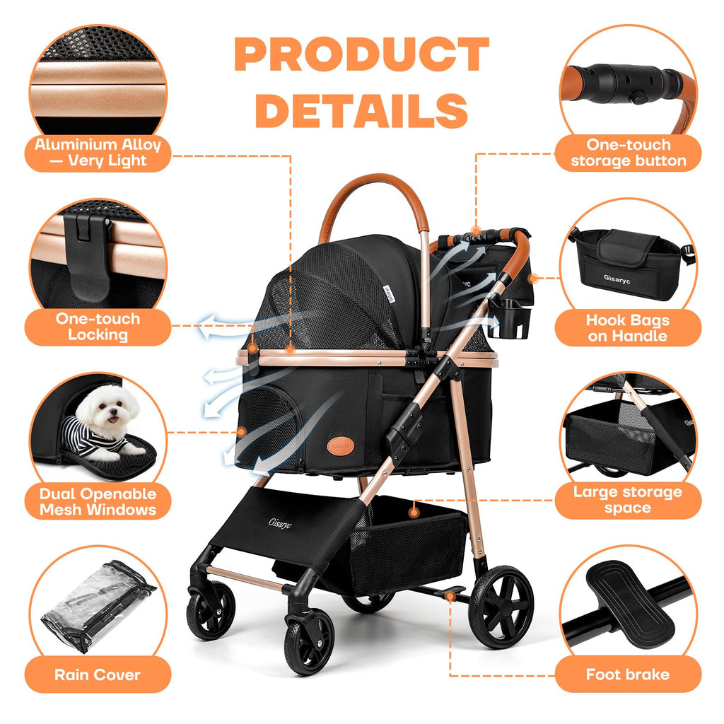 Black 3-in-1 Pet Stroller N66264