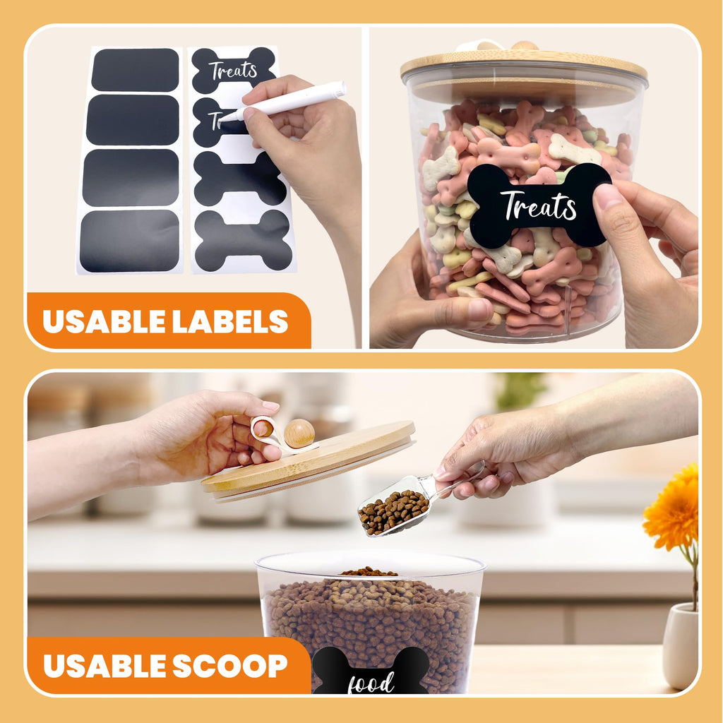3 Pack Airtight Dog Food Storage Container with Bamboo Lids A88217