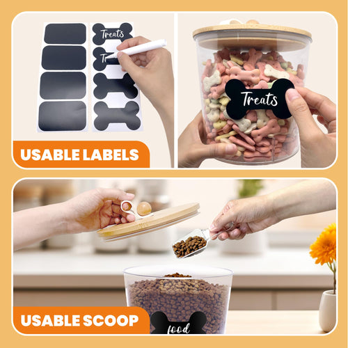 3 Pack Airtight Dog Food Storage Container with Bamboo Lids A88217