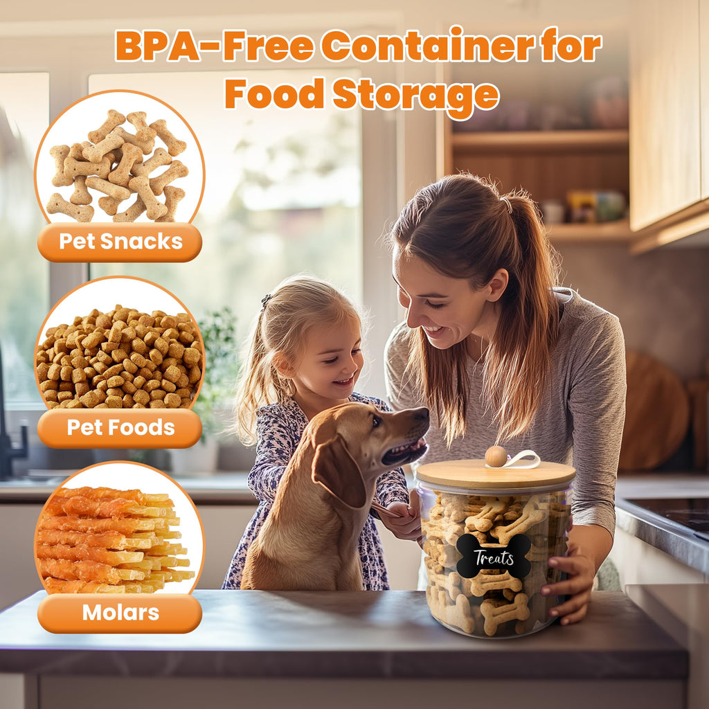 3 Pack Airtight Dog Food Storage Container with Bamboo Lids A88217
