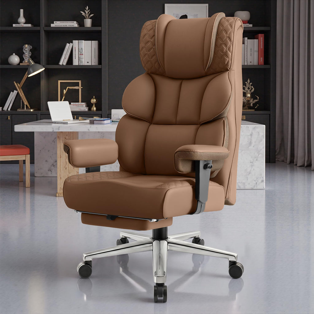 Big and Tall Leather Gaming Chair with Footrest J544