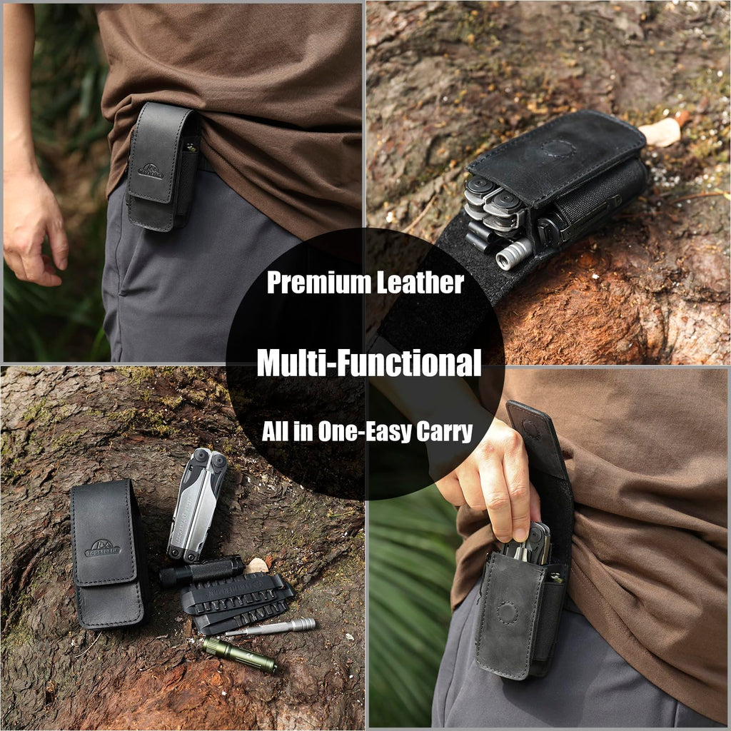 Leather Multitool Sheath with Belt Clip and Magnetic Closure H40011