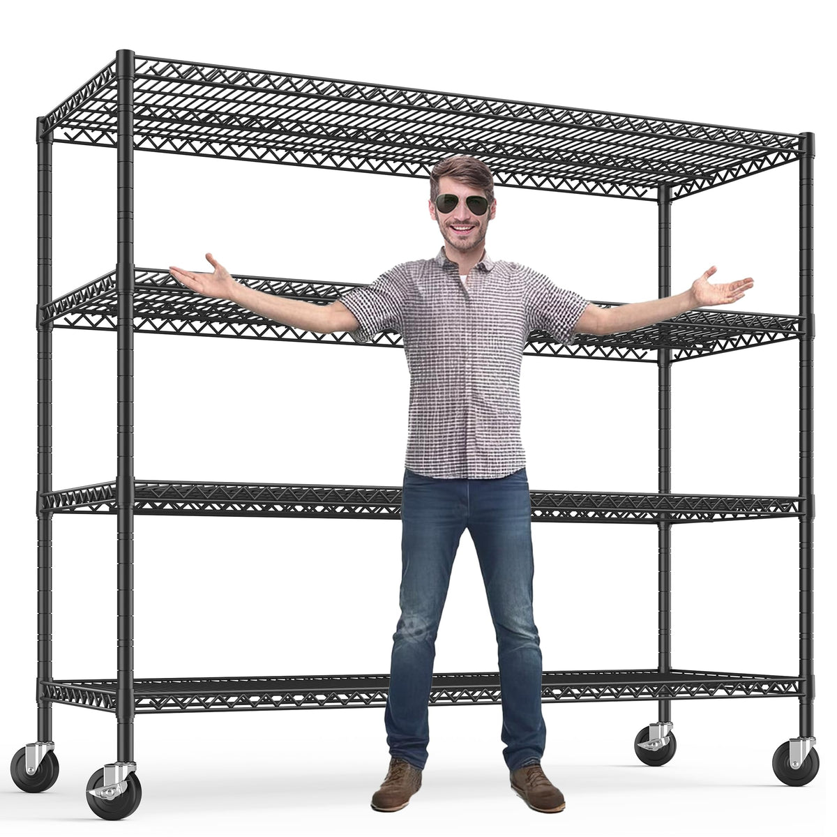 4-Tier Heavy Duty Shelving with Wheels G812
