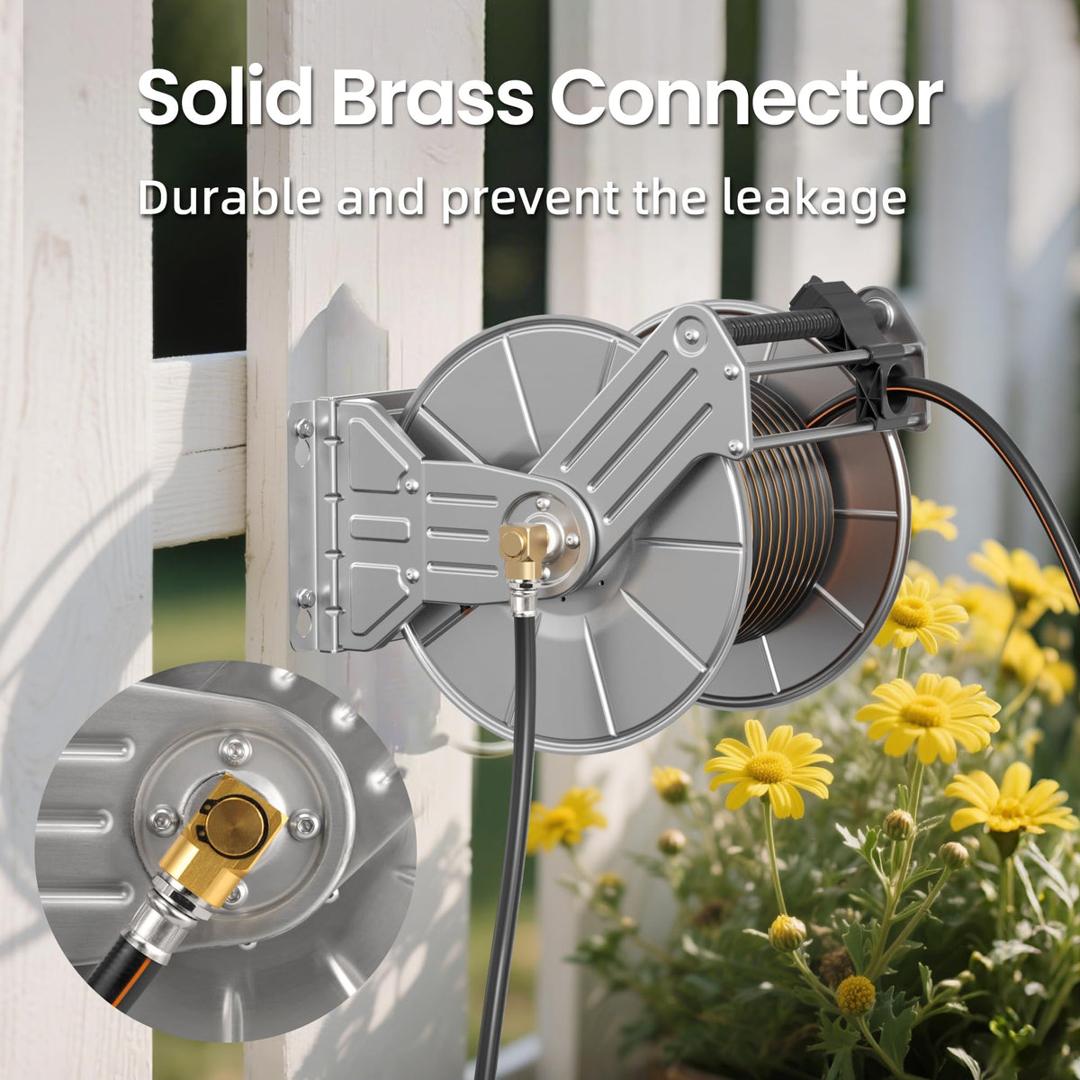 Wall Mounted Stainless Steel Garden Hose Reel B88916