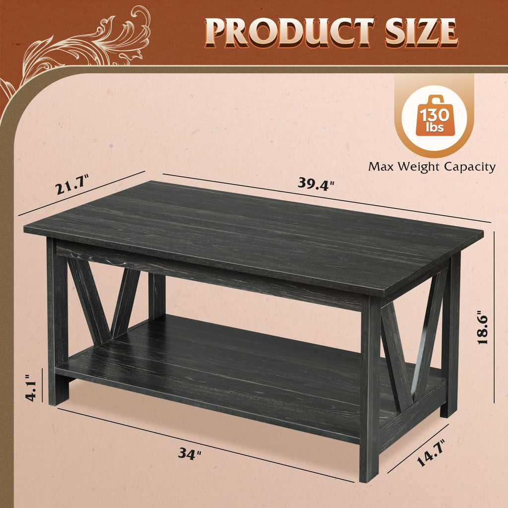 39.4" Wood Storage Coffee Table T799