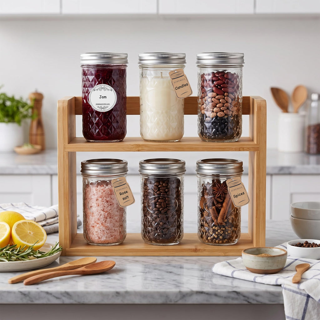 12 Pack 12oz Regular Mouth Glass Jars With Lids B181