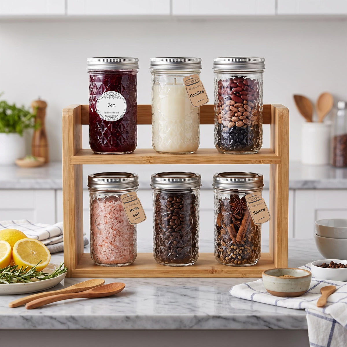 12 Pack 12oz Regular Mouth Glass Jars With Lids B181