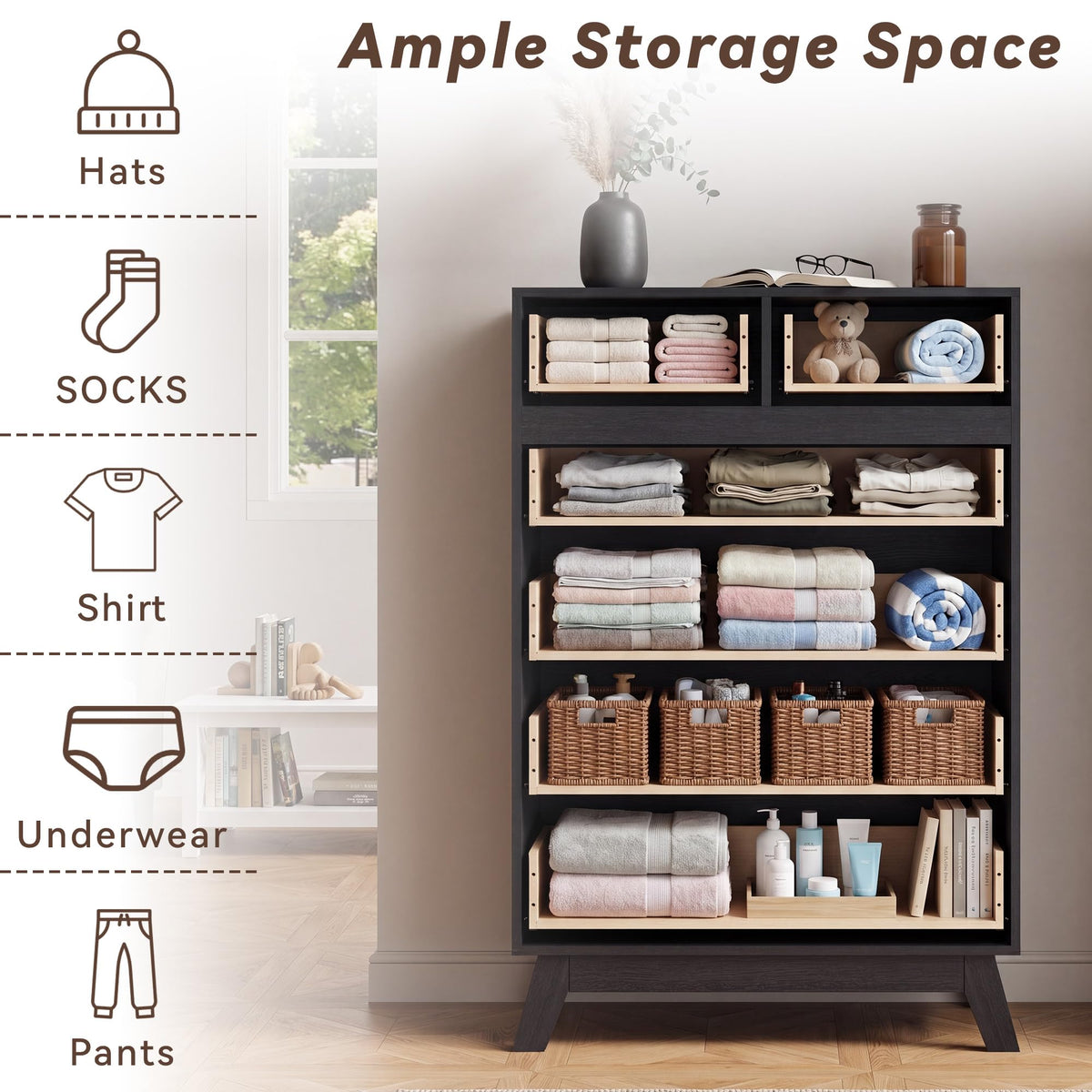 Black 6 Drawer Dresser Q41256