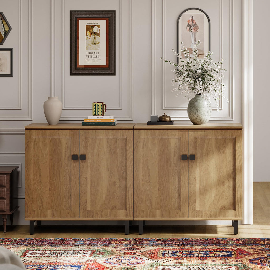 Oak Buffet Sideboard Cabinet with Adjustable Shelves W35667