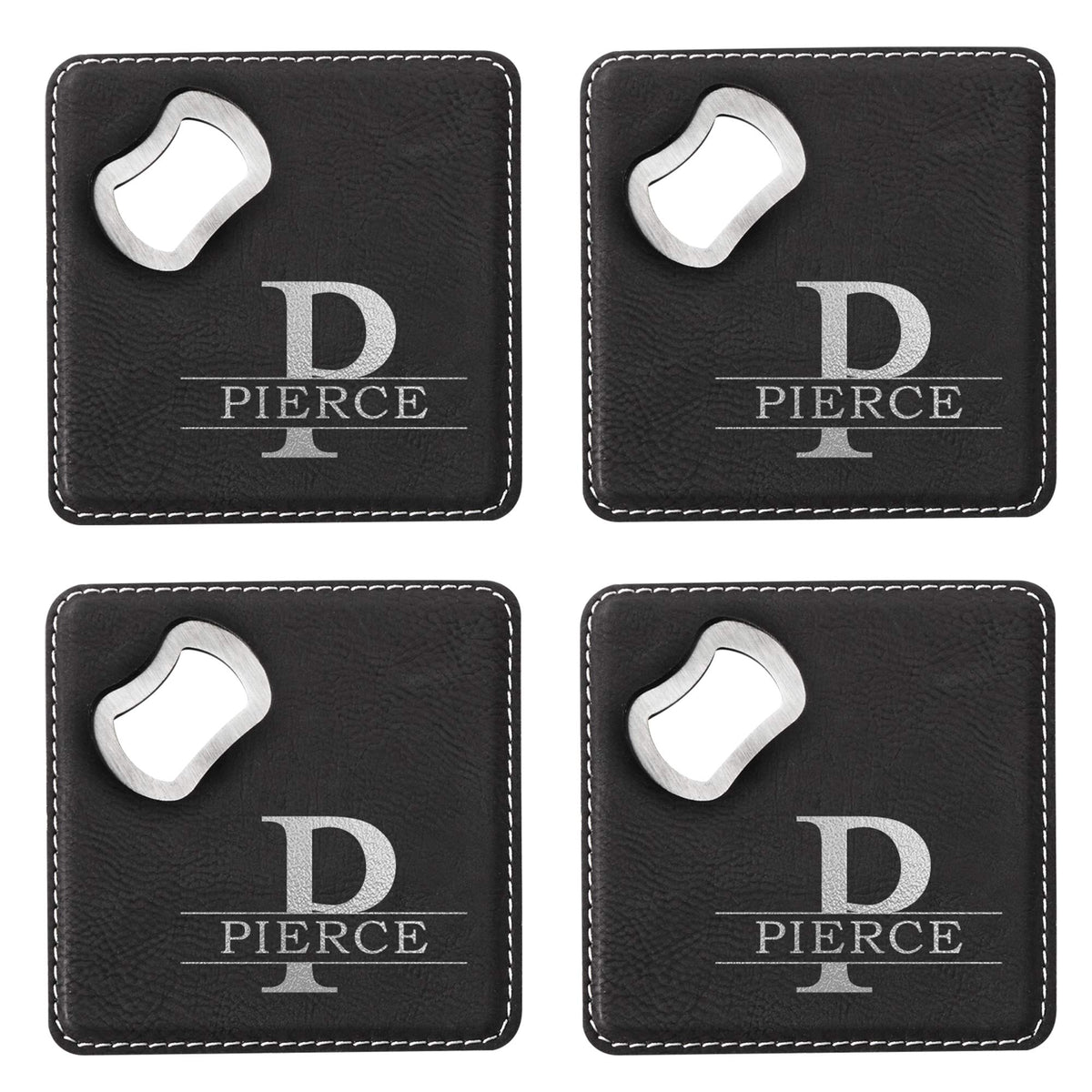 Black Set of 4 Bottle Opener Coaster C784