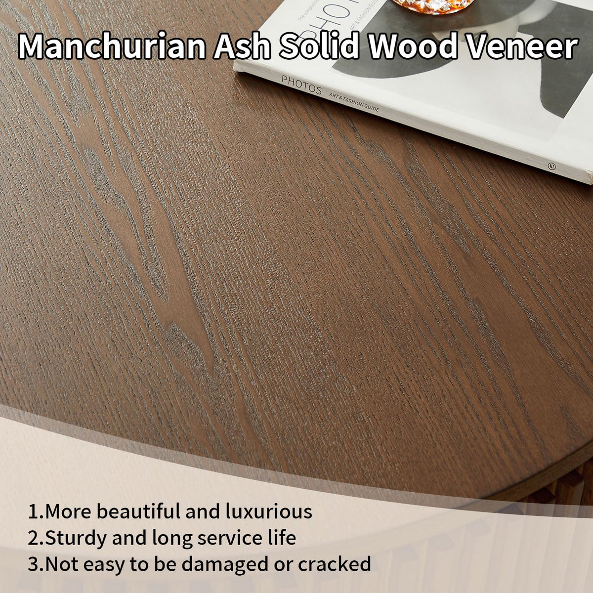 Walnut Round Fluted Coffee Table with Storage I5082