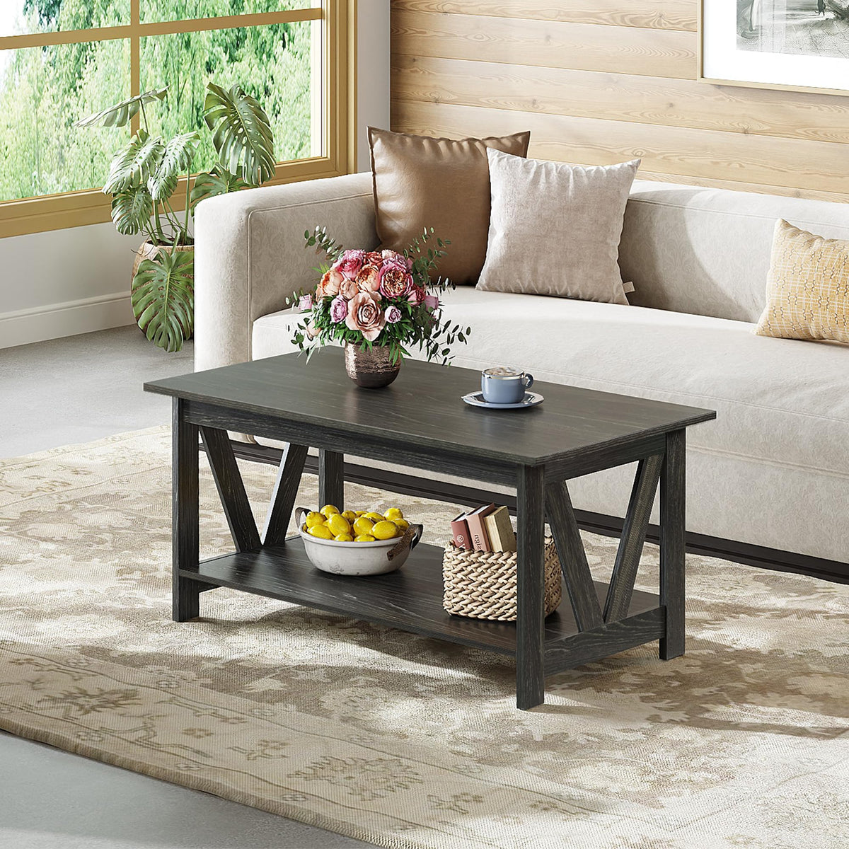 39.4" Wood Storage Coffee Table T799