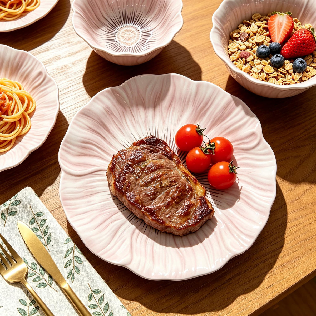 Ceramic Dinnerware Set of 12, Plates and Bowls Set for 4 Y126