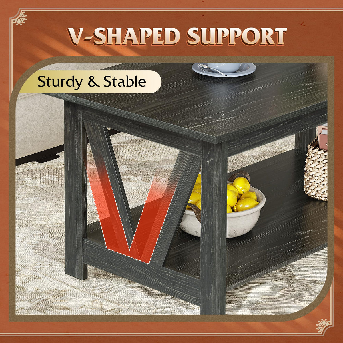 39.4" Wood Storage Coffee Table T799